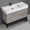 Modern Bathroom Vanity, Grey Oak, 48